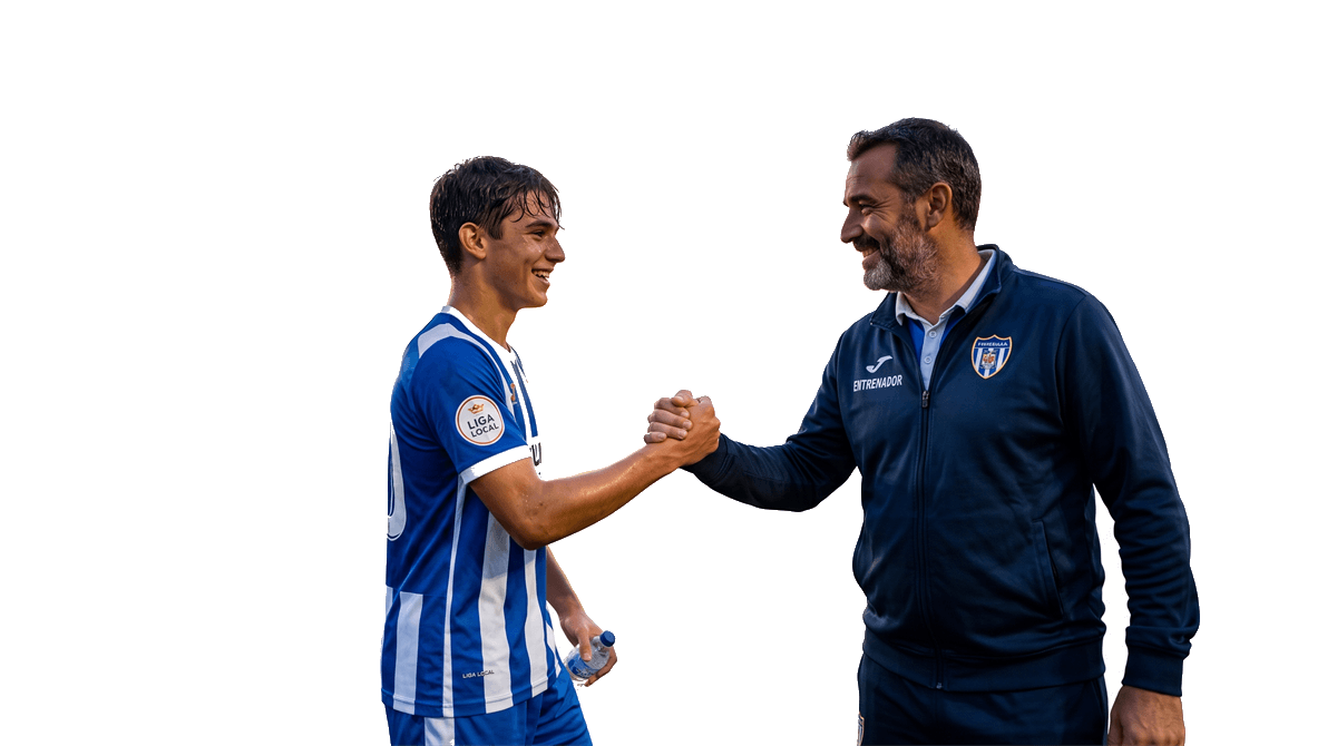 Jugador saludando a su entrenador